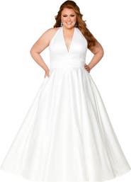 Sydney's Closet Plus Size Halter Wedding Dress