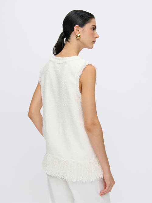 Callas Milano Comporta Sleeveless Fringed Boucle Top