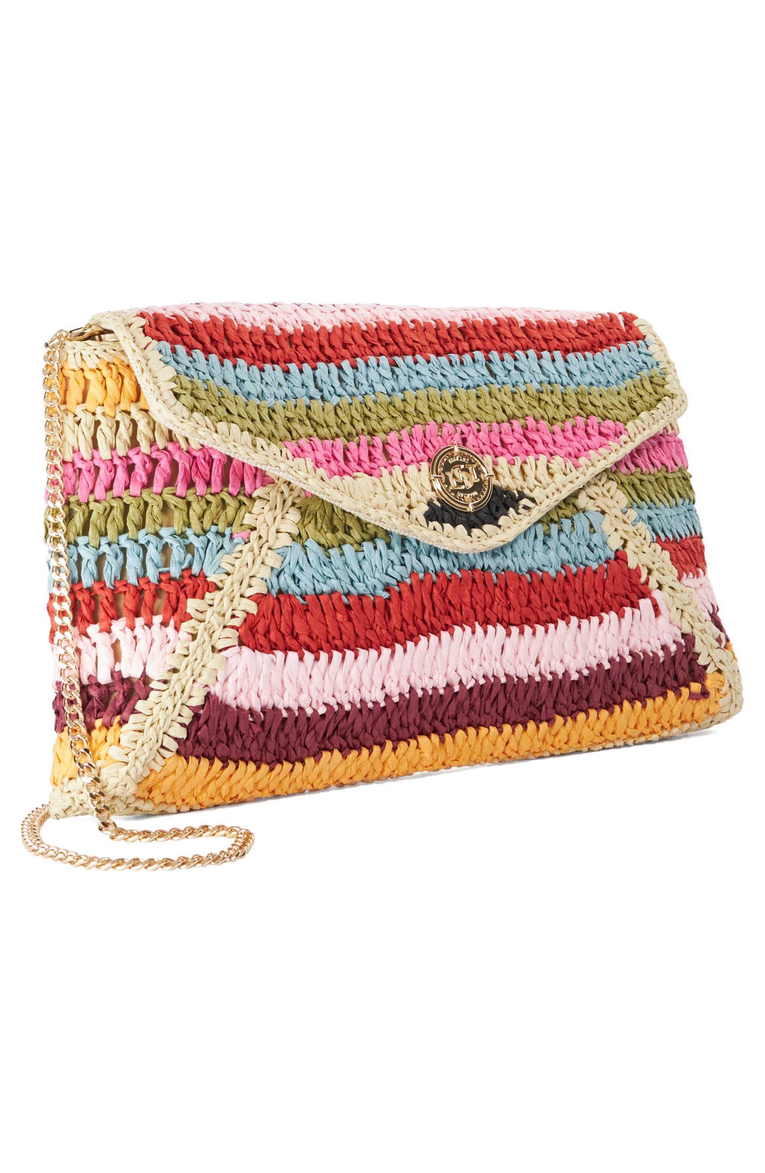 Essentials Stripe Straw Clutch, Alternate, color, MULTI-SYNTHETIC