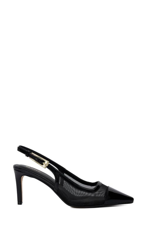 Dune London Closed Genuine Calf Hair Slingback Pointed Toe Pump In Black