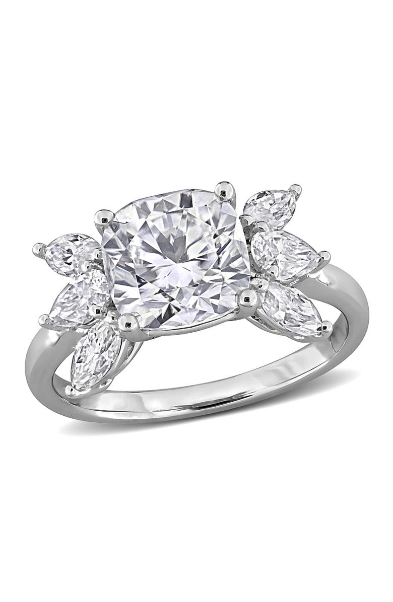 Julianna B. Moissanite Floral Cluster Ring Sterling Silver, Main, color, 