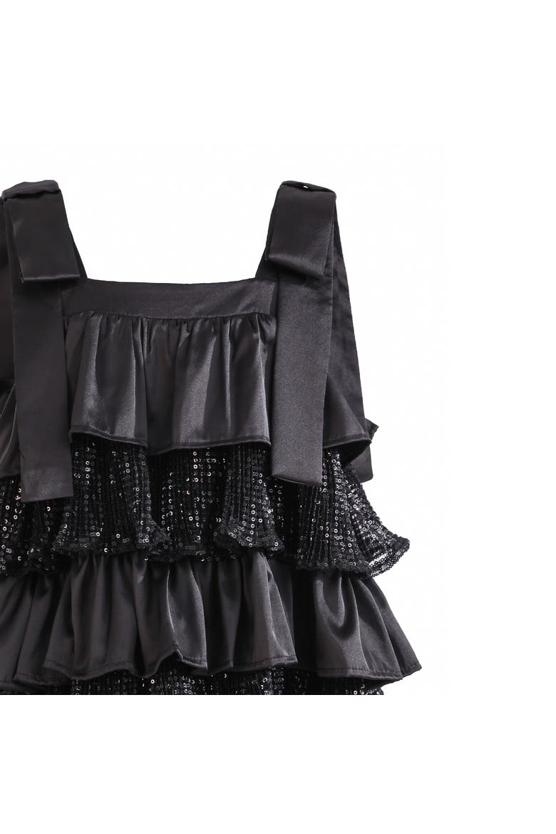 Bellamy Ruffle Sequin Dress, Alternate, color, Black
