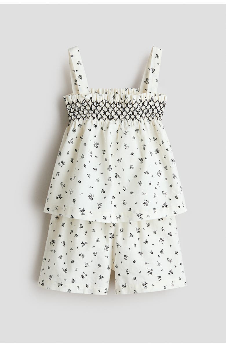 H&M 2-piece linen-blend set, Main, color, Cream/Floral