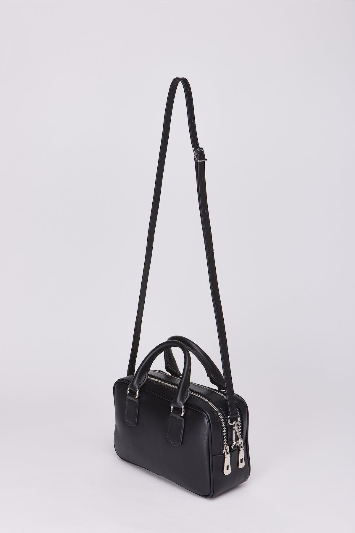 Forever & Always Shoes Sara Leather Structured Bassepi Mini Bag, Alternate, color, Black