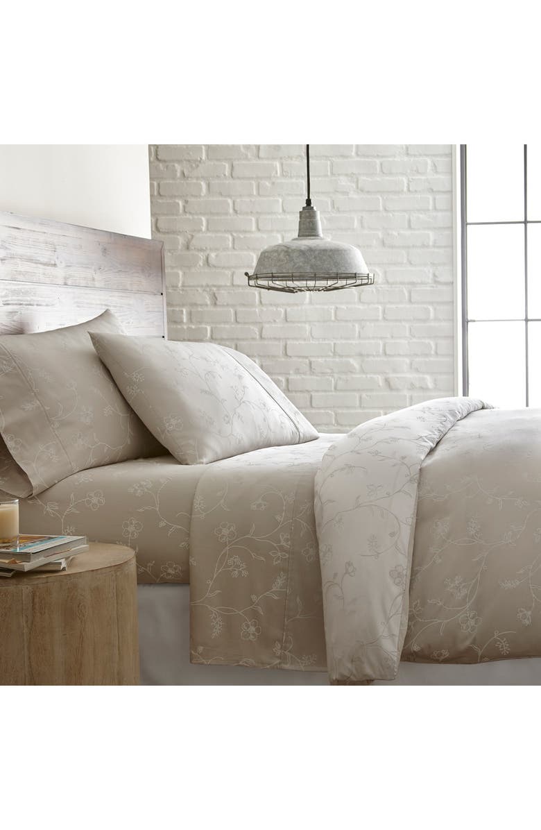 SOUTHSHORE FINE LINENS Sweetbrier Long Staple Sateen Cotton Sheet Set, Main, color, Soft Sand