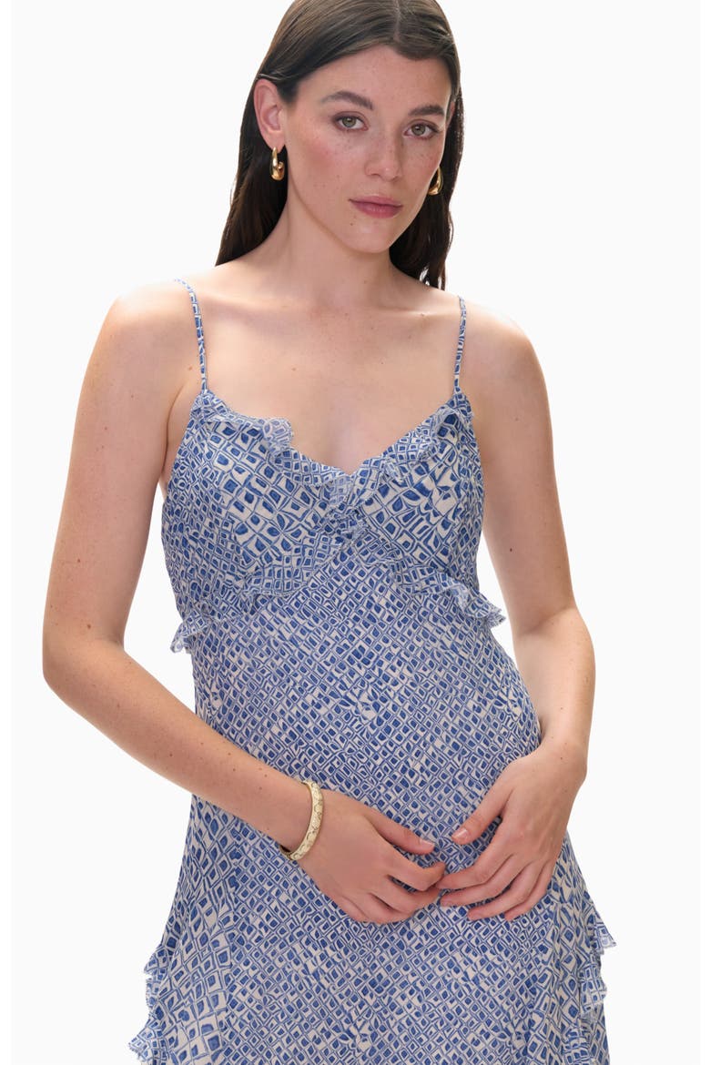 Olivia Print Mix Slip Dress, Alternate, color, Indigo Blue Multi