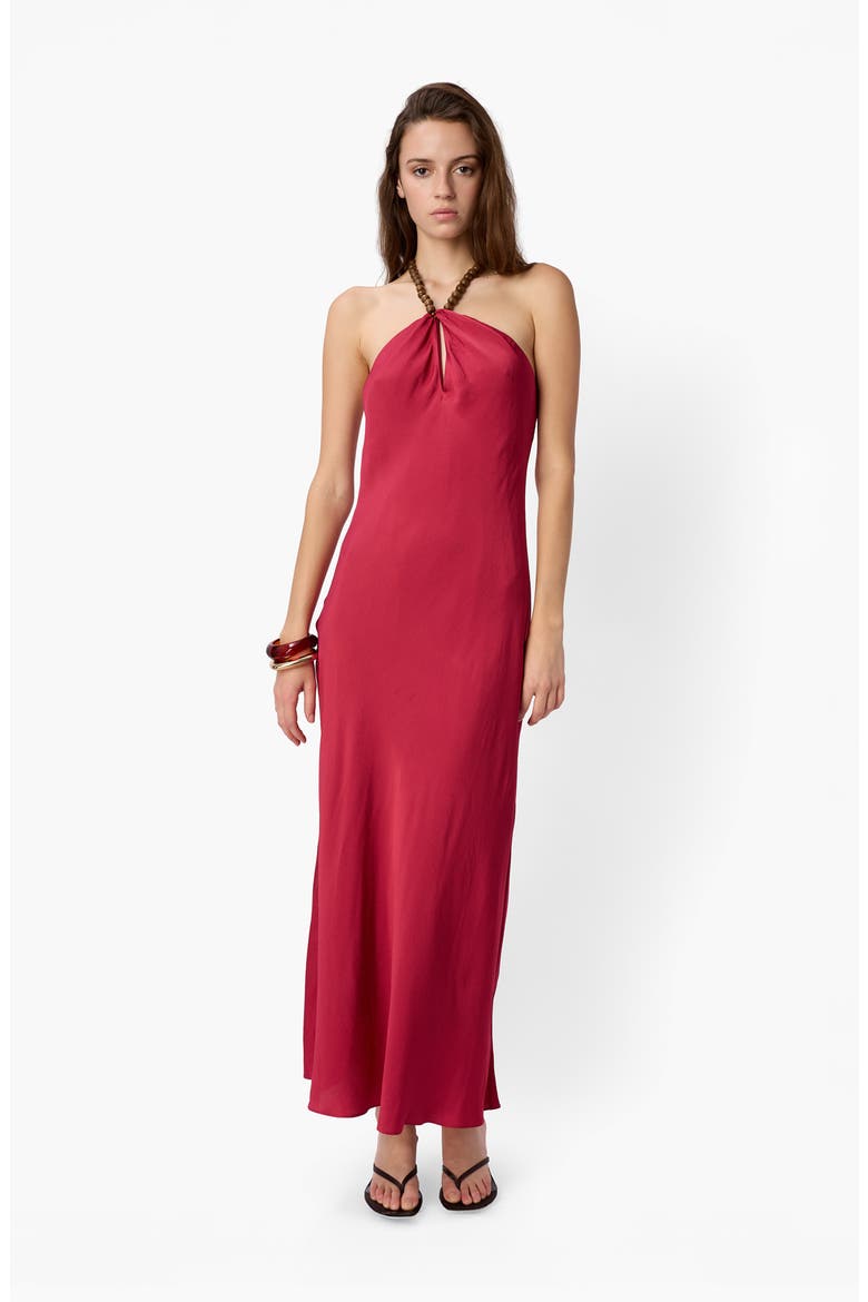 Giulia Hammered Silk Halter Dress, Alternate, color, HUCKLEBERRY