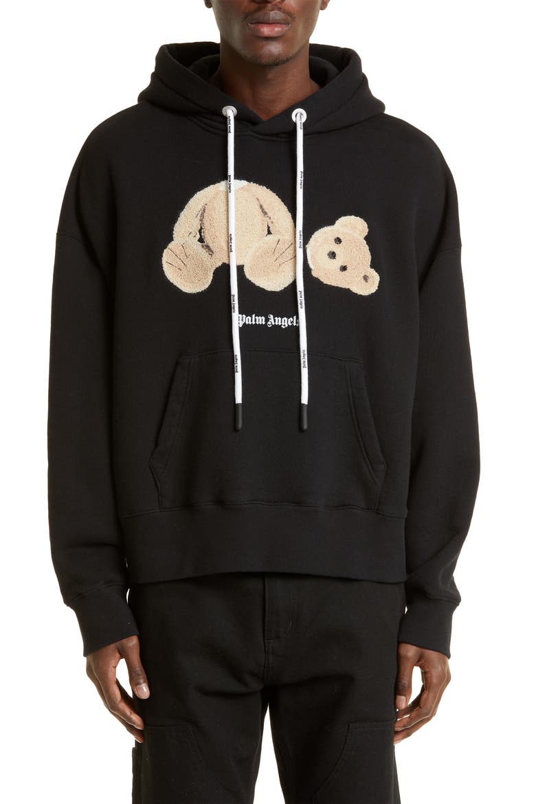 Headless Bear Appliqué Hoodie, Main, color, BLACK BROWN
