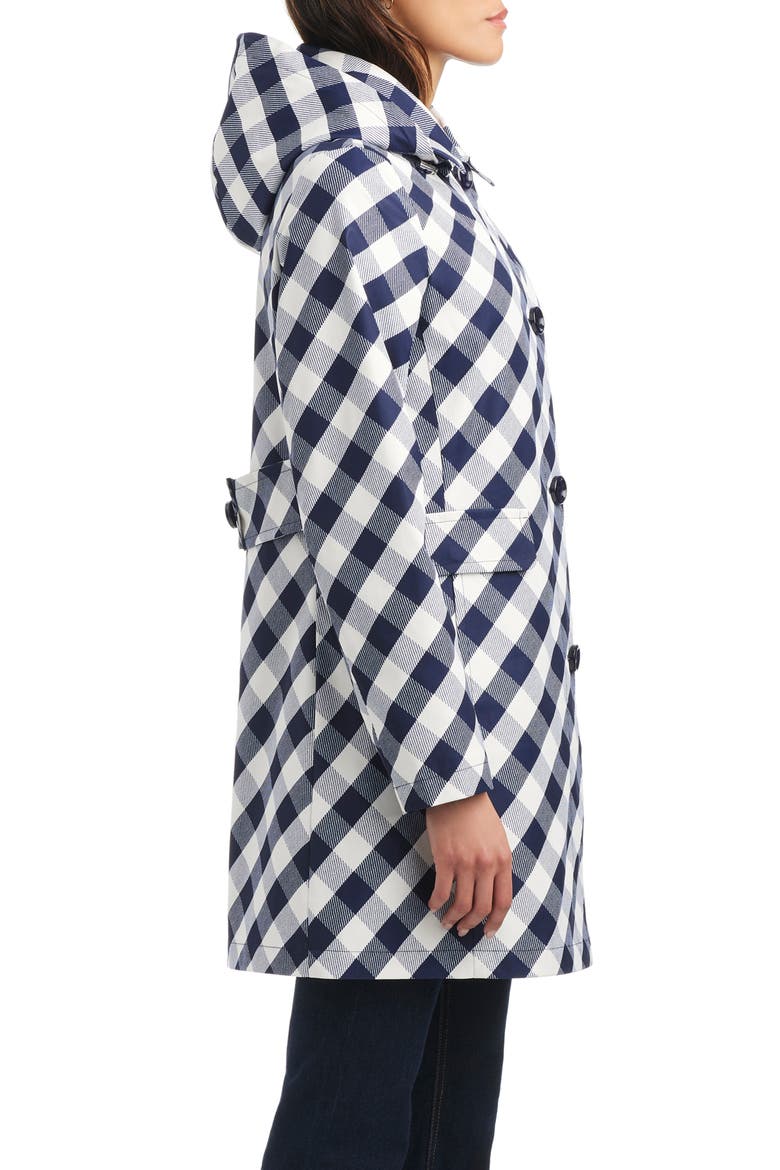 hooded water resistant a-line trench coat, Alternate, color, PLANETARY NAVY