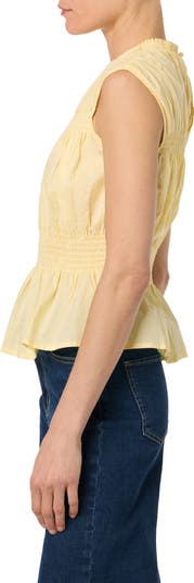 Sleeveless Cotton Voile Peplum Top