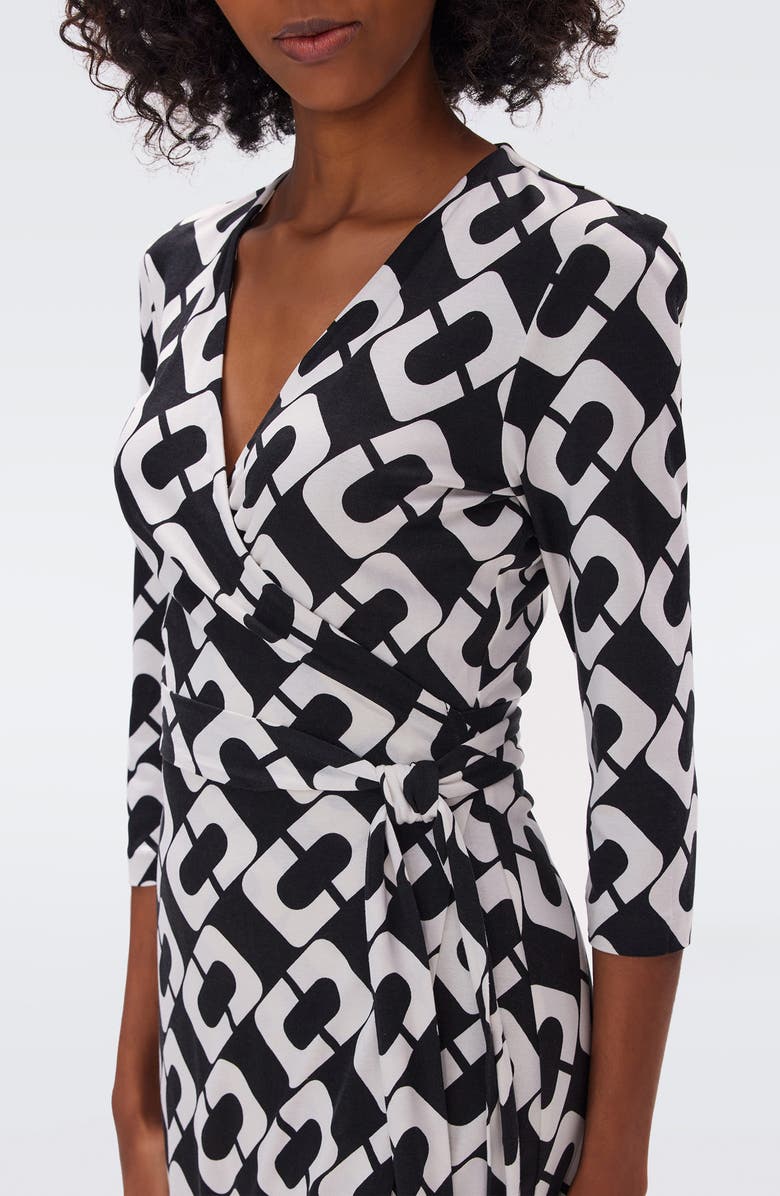 DVF New Julian Two Print Silk Wrap Dress, Alternate, color, 