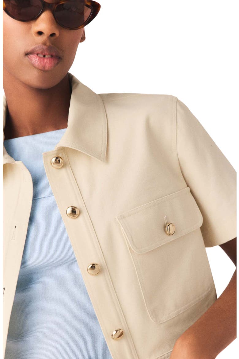 Short-sleeved cropped jacket, Alternate, color, Ecru