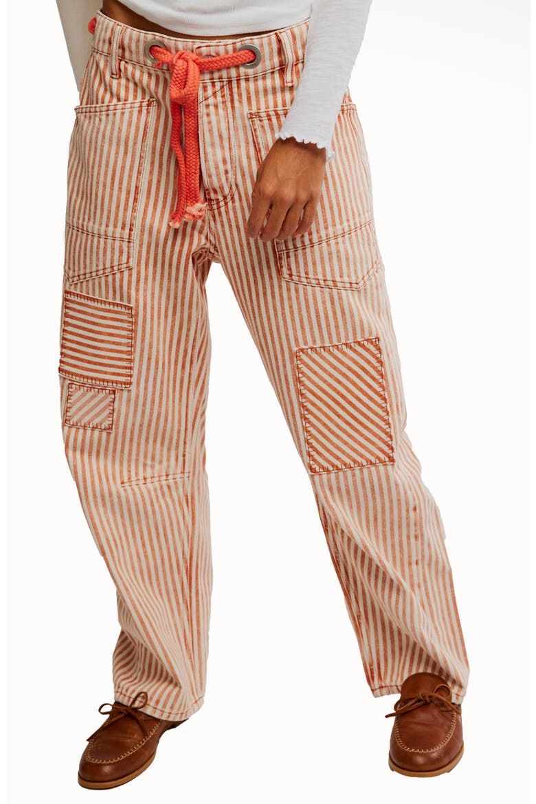 Moxie Railroad Stripe Pants, Main, color, CITRUS