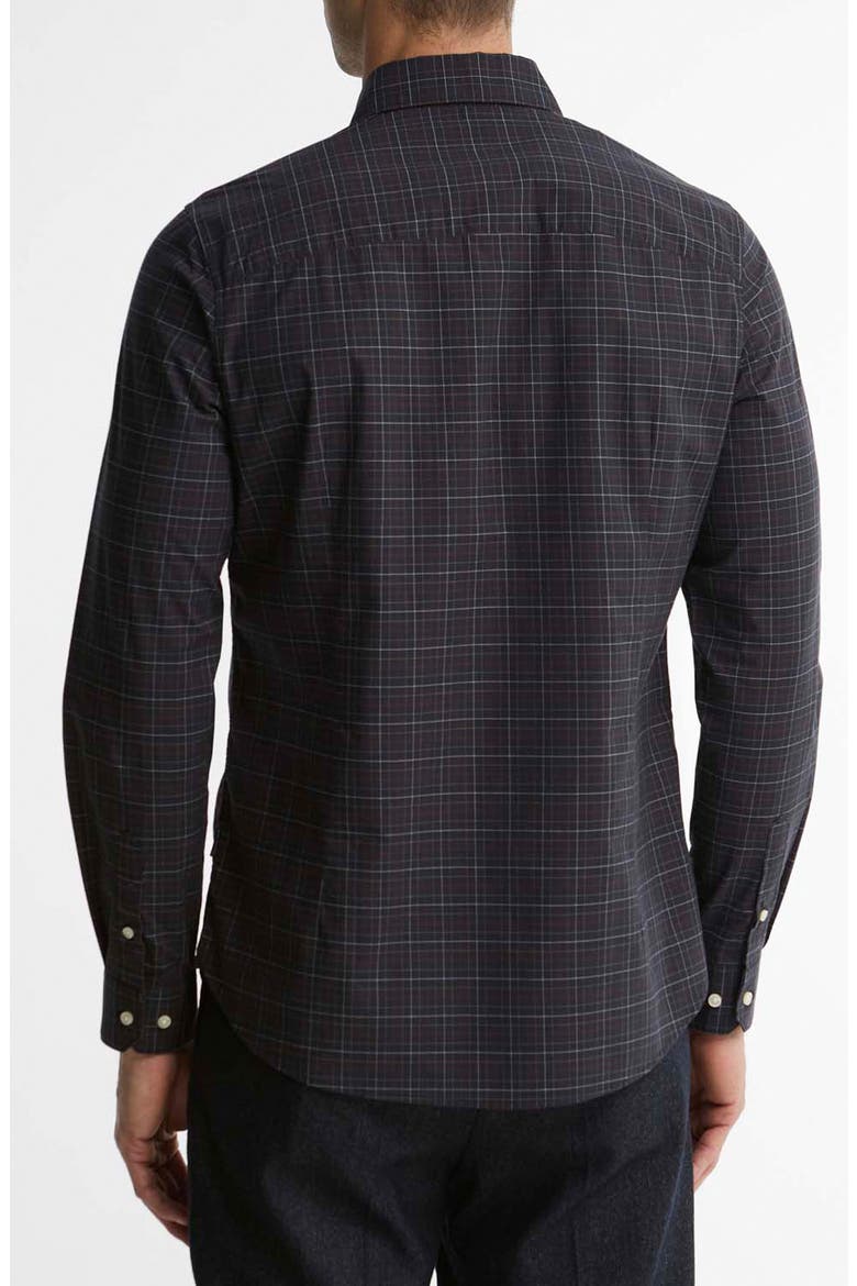 Ashfield Tailored Tattersall Stretch Button Up Shirt, Alternate, color, NAVY