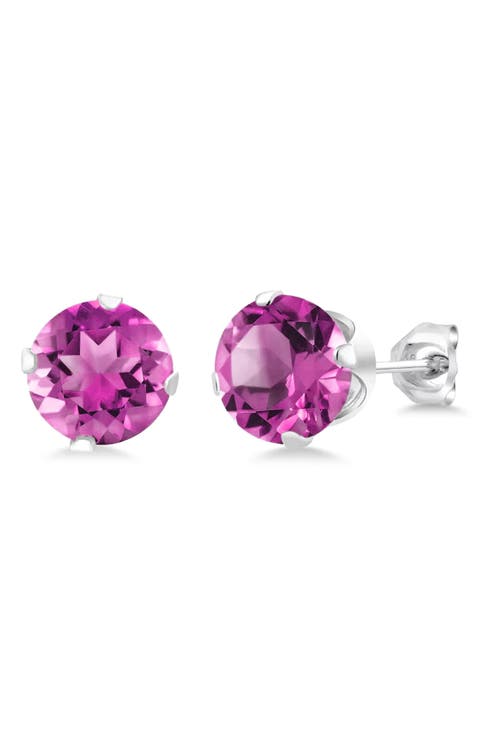 Round Cubic Zirconia Birthstone Stud Earrings
