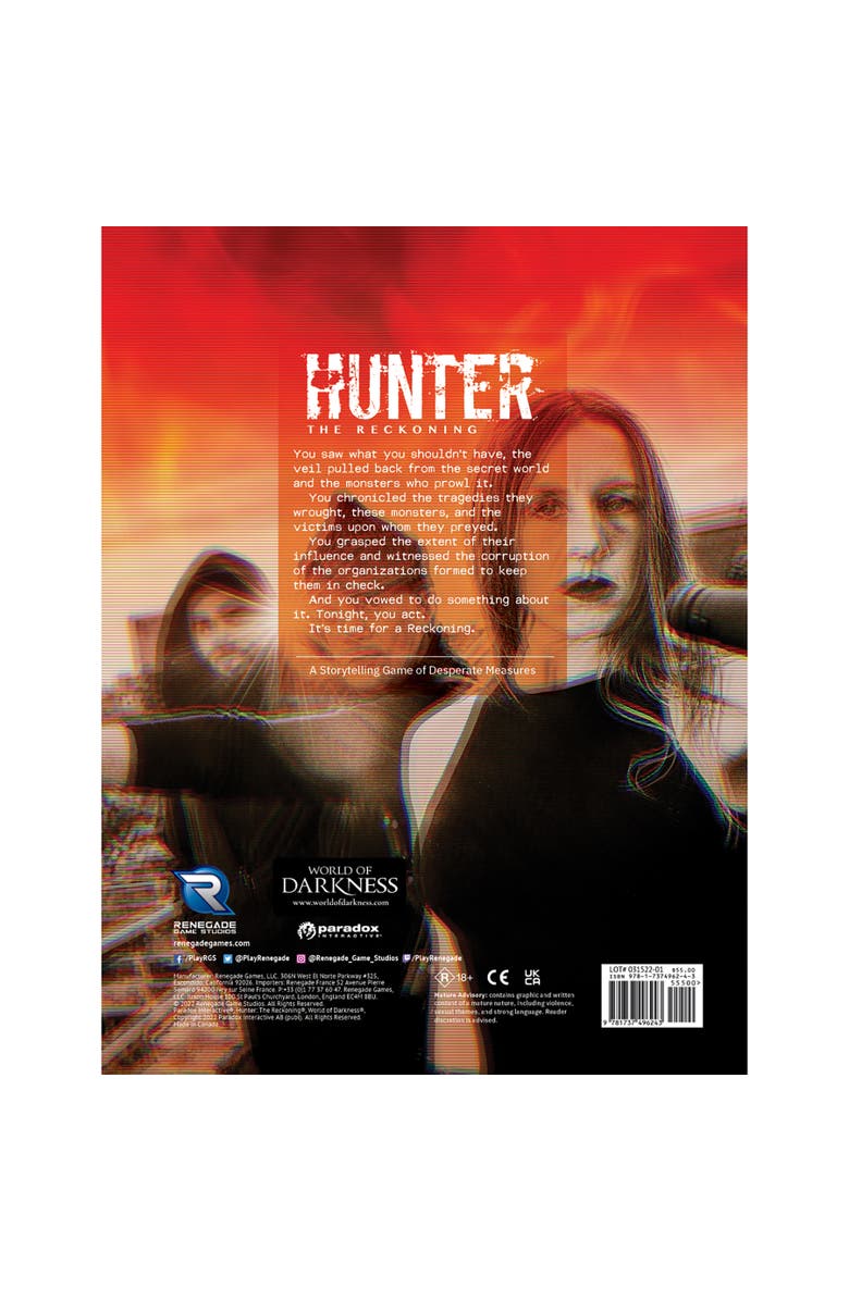 Renegade Game Studios Hunter The Reckoning 5th Edition Roleplaying Game Core Rulebook, Alternate, color, Multicolored
