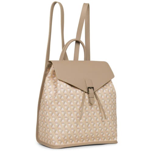Lancaster Backpack With Flap And Snap Closure Ikon In Beige
