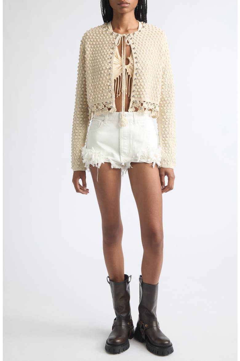 Crochet Cardigan, Alternate, color, ECRU FLUFFY