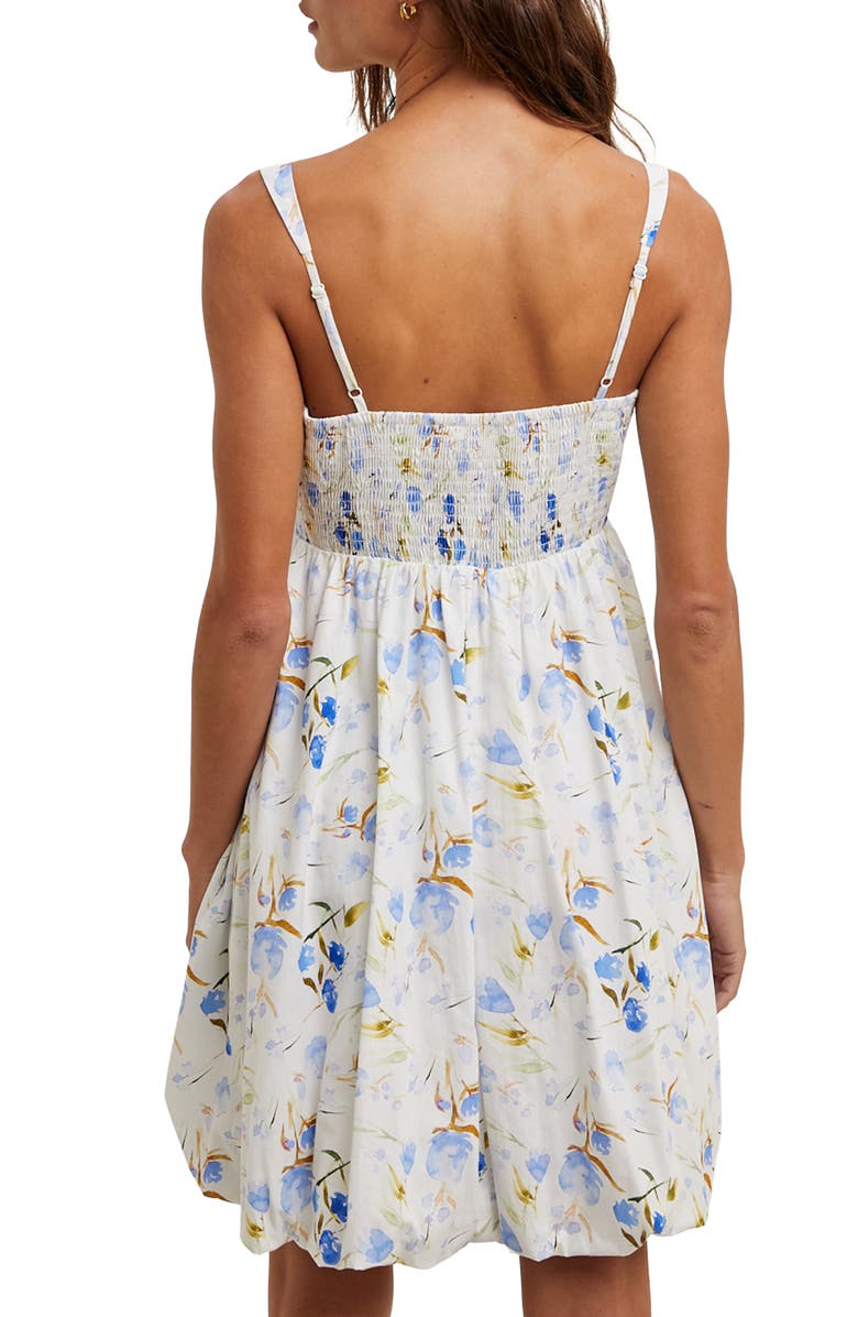 WISHLIST Floral Bubble Hem Fit & Flare Minidress, Alternate, color, Blue/ White
