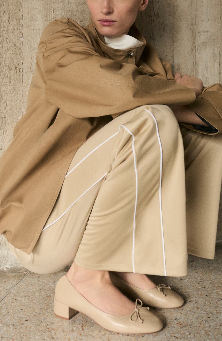 MANGO Piped Flare Leg Pants, Alternate, color, Medium Brown