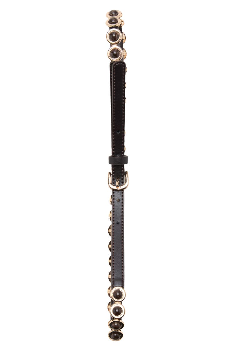 Stone Embellished Skinny Belt, Alternate, color, CHOCOLATE