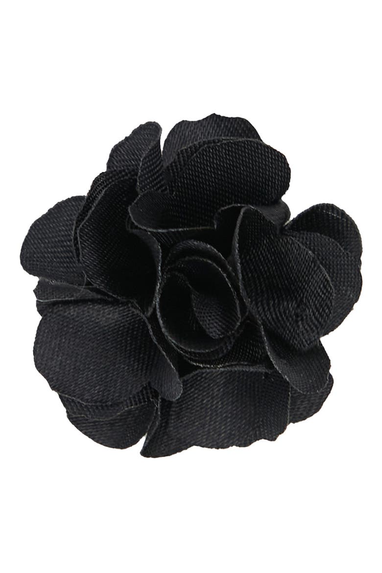 Men's Floral Lapel Pin, Main, color, BLACK