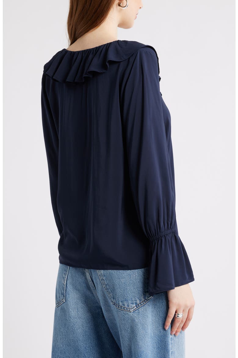 Ruffle Front Top, Alternate, color, NAVY NIGHT