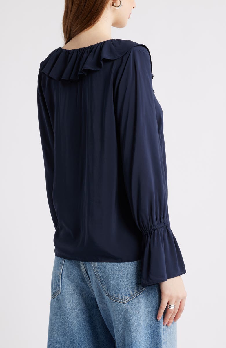Nordstrom Ruffle Front Top, Alternate, color, Navy Night