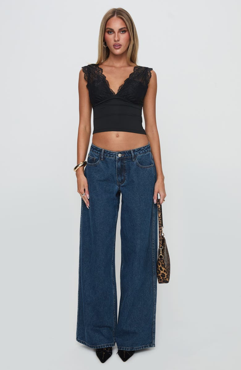 Princess Polly Typha Lace Detail Crop Top, Alternate, color, Black