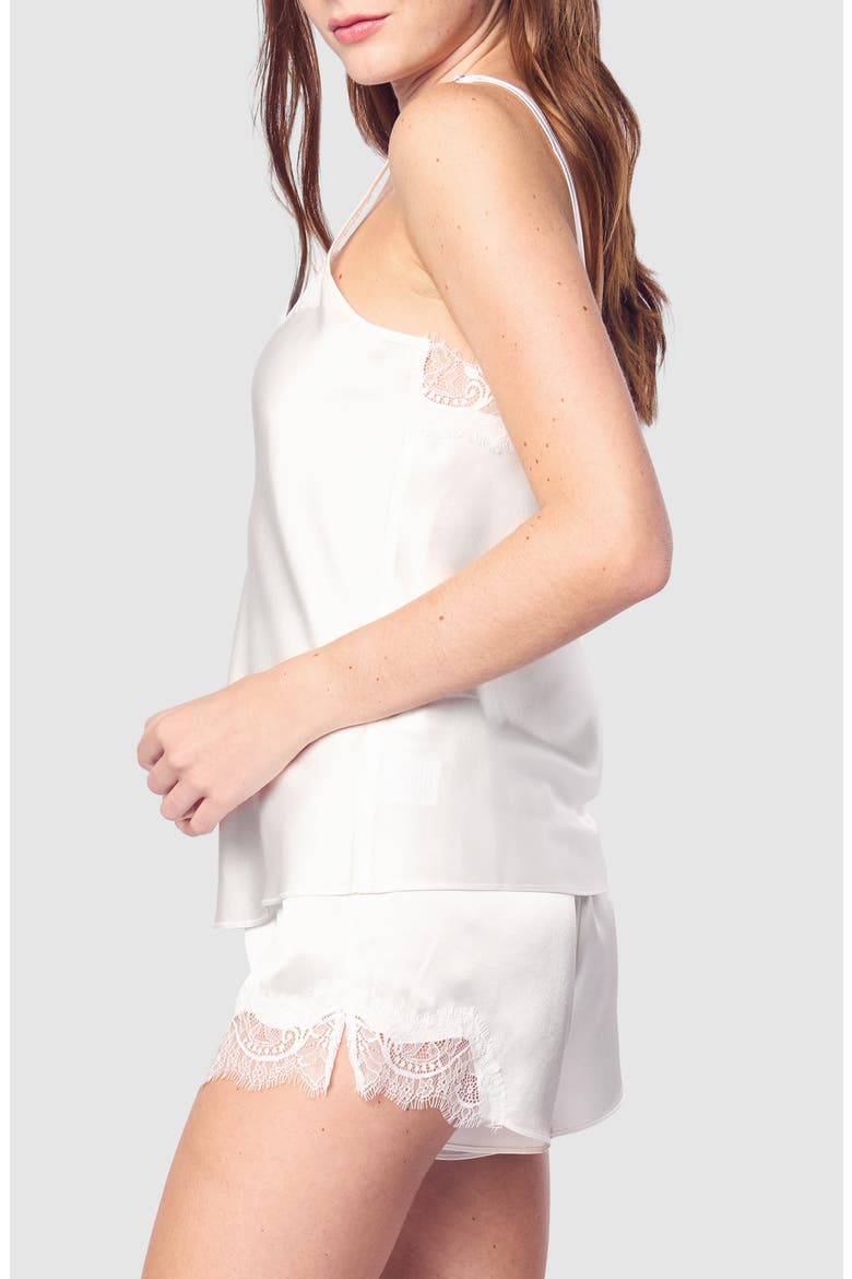 Silk Lace Cami Short Pajamas, Alternate, color, WHITE
