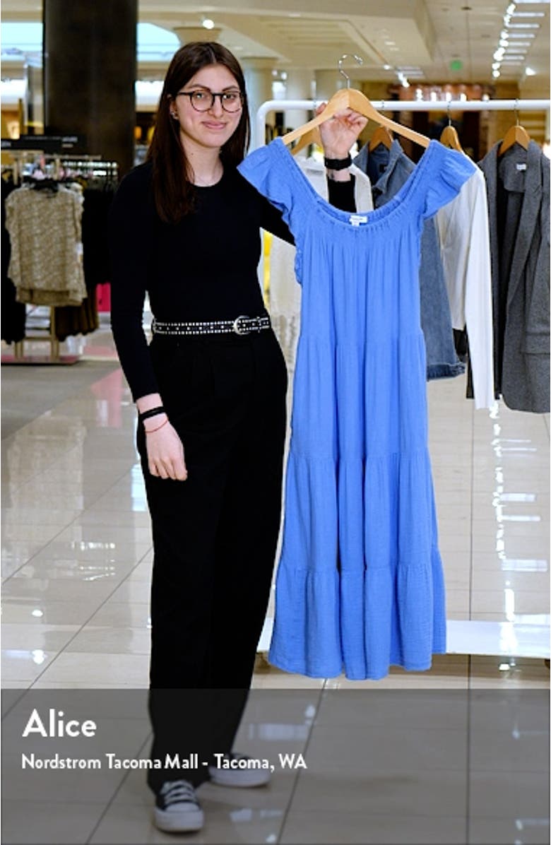 Flutter Sleeve Tiered Cotton Gauze Midi Dress, sales video thumbnail