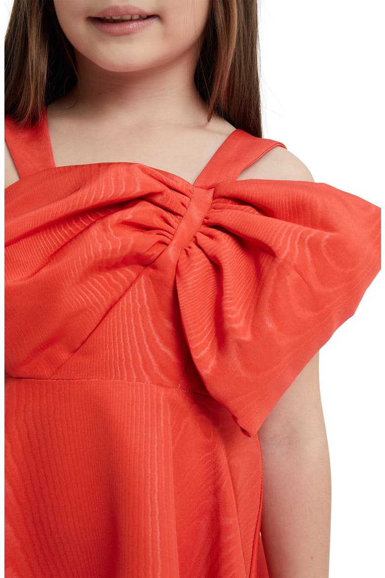 Kids' Stefania Bow Jacquard Party Dress, Alternate, color, FIRE RED