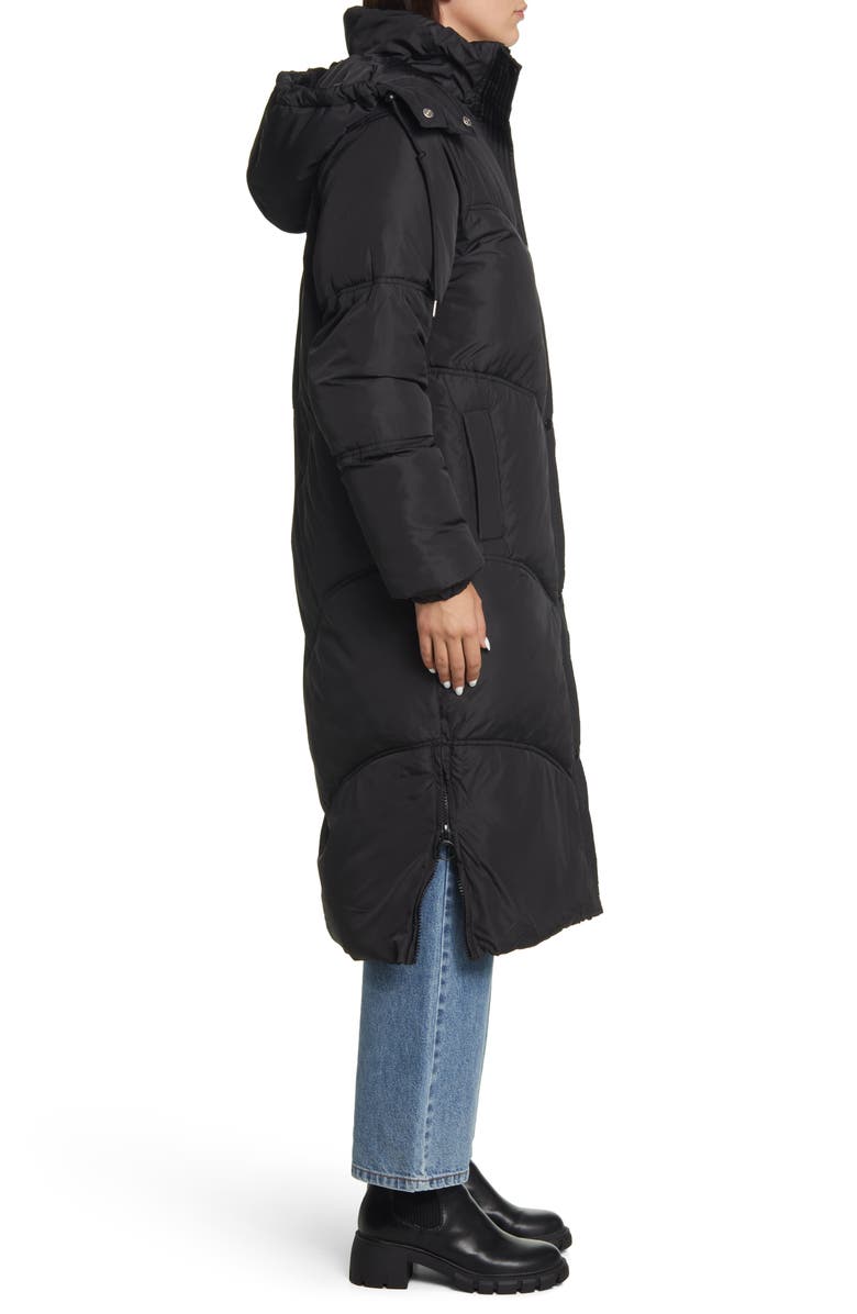 Topshop Longline Puffer Coat, Alternate, color,