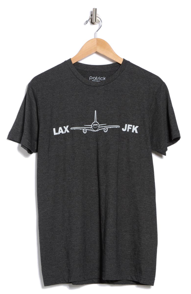patrick. LAX - JFK Cotton Graphic T-Shirt, Alternate, color, Black