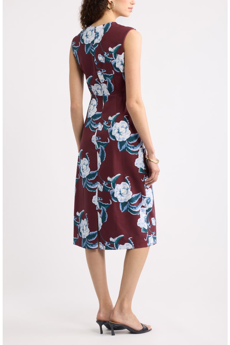 Square Neck Midi Dress, Alternate, color, BURGUNDY- BLUE BLAIRE FLORAL