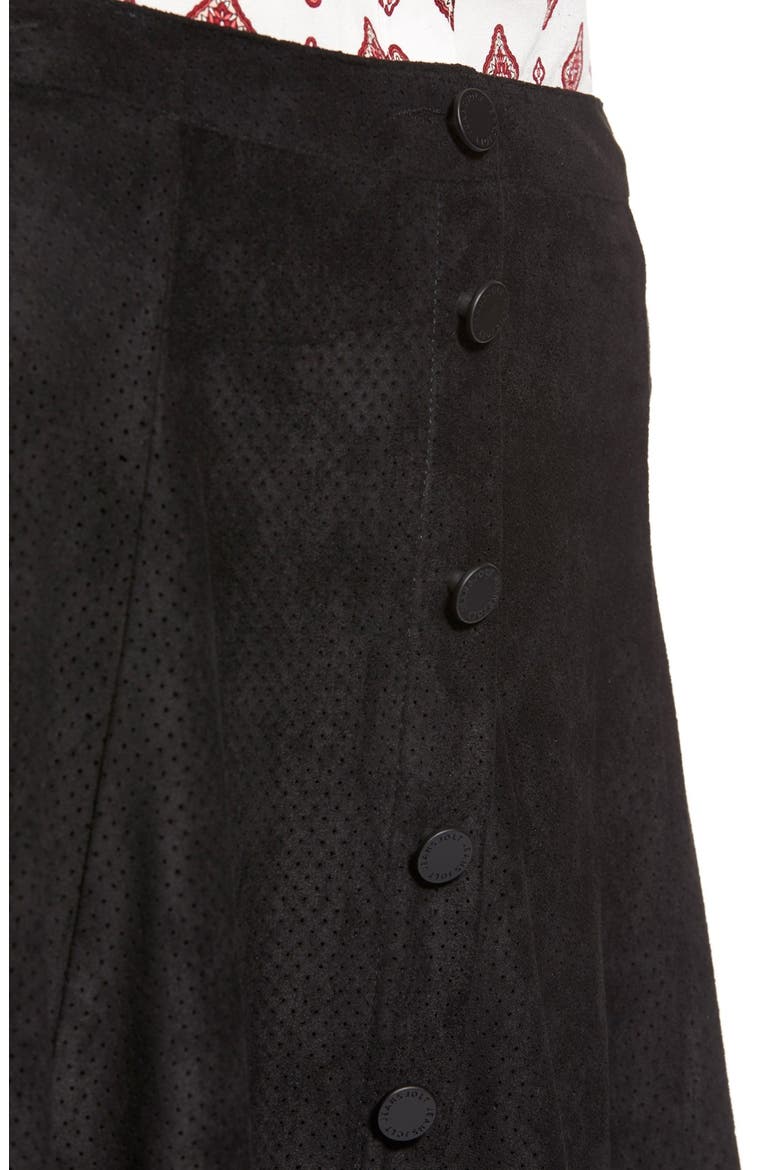 Button Front Skirt, Alternate, color, BLACK