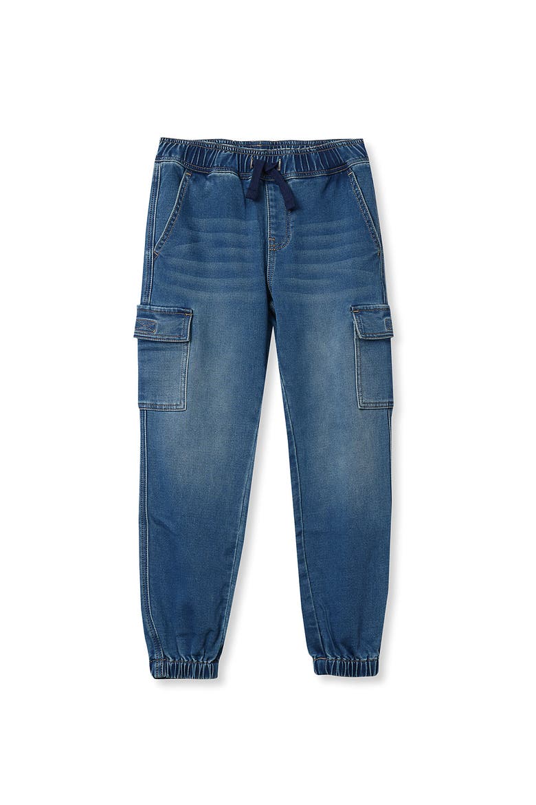 Boys Iron Knee Knit Denim Jogger, Main, color, Medium Wash