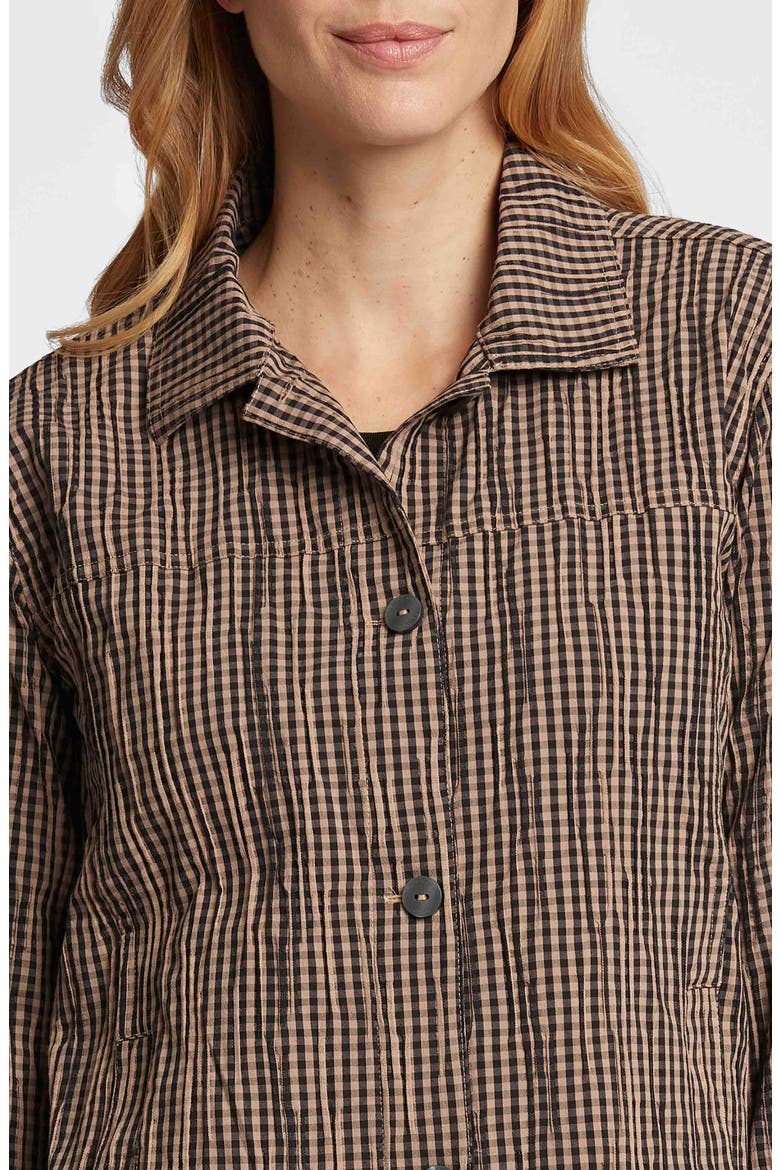 Thelma Crinkle Cotton Blend Gingham Jacket, Alternate, color, ALMOND/ BLACK