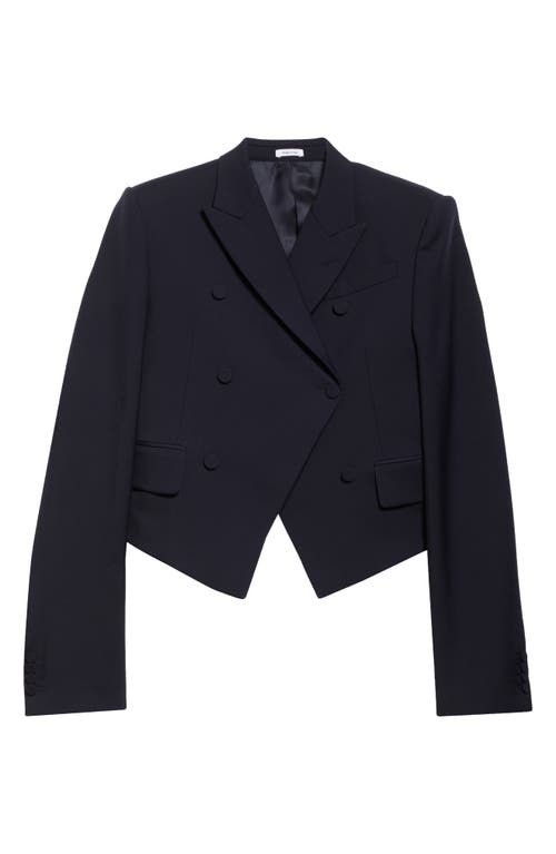 Alexander Mcqueen Mcqueen Shrunken Wool Blazer In Navy