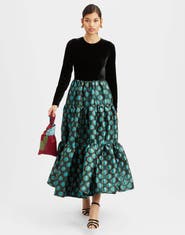 La DoubleJ Big Dress Jacquard Winter Sun Emerald