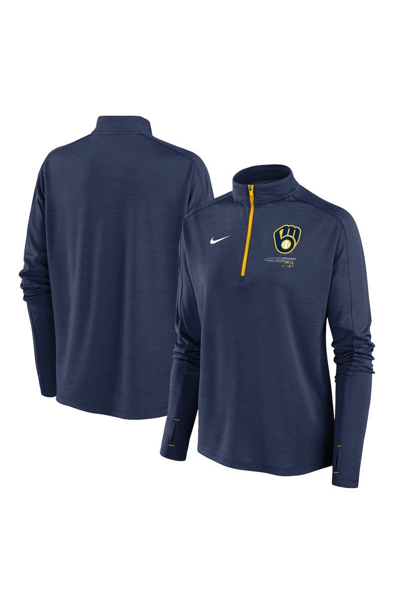 Nike Women's Nike Navy Milwaukee Brewers Pacer Quarter-Zip Top, Main, color, 