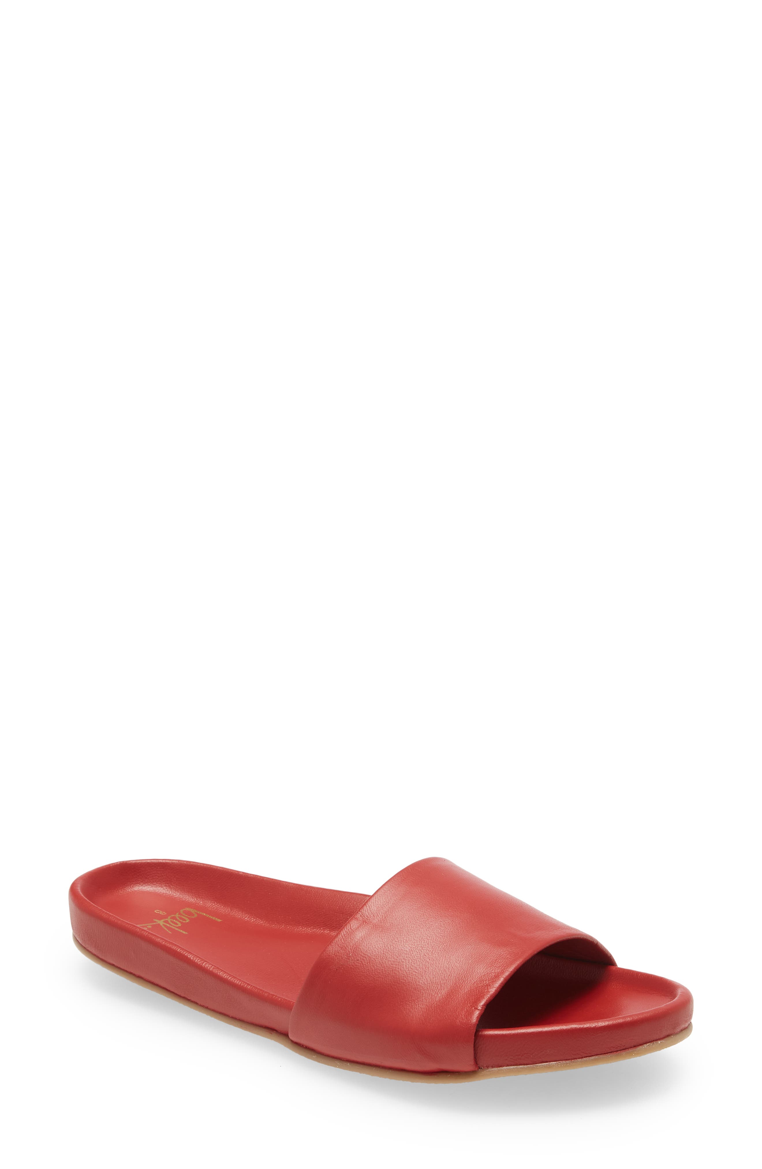 Gallito Leather Slide Sandal, Main, color, RED