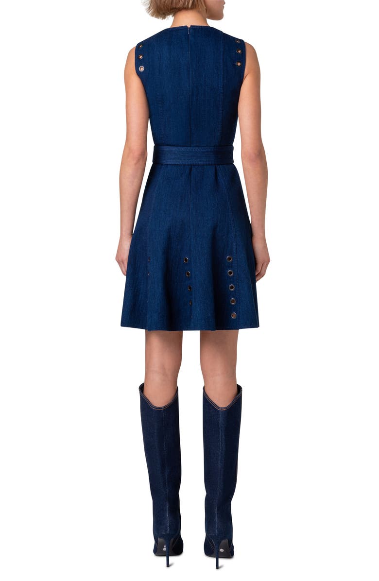 Akris punto Grommet Detail Belted Stretch Denim Dress, Alternate, color, 