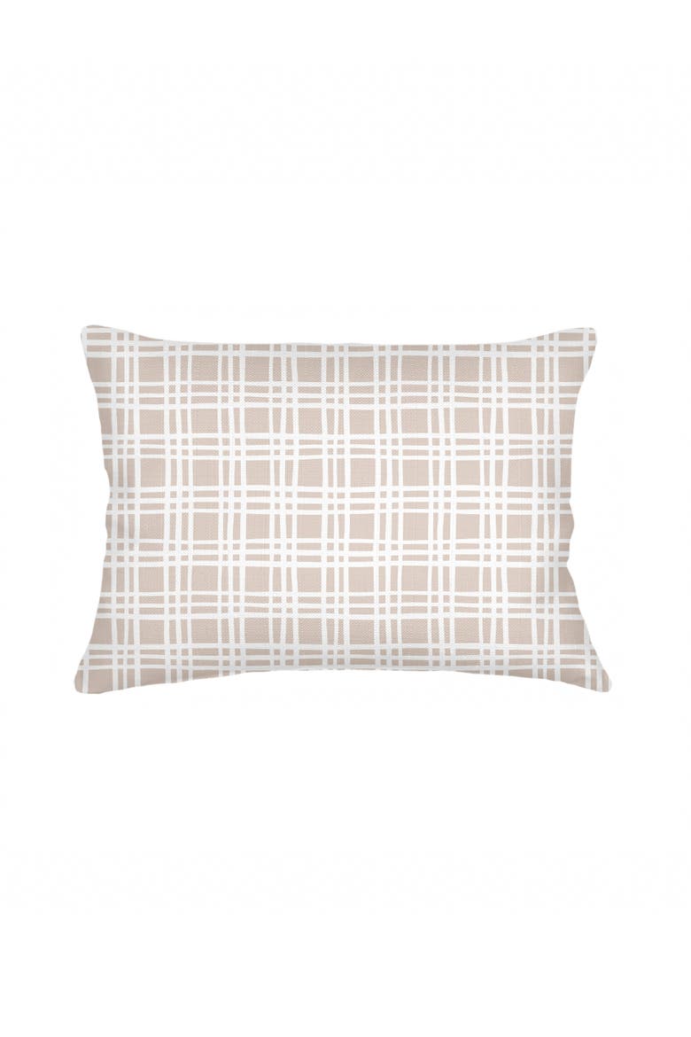 Estate Plaid Linen Pillow with Down Insert, Alternate, color, Beige