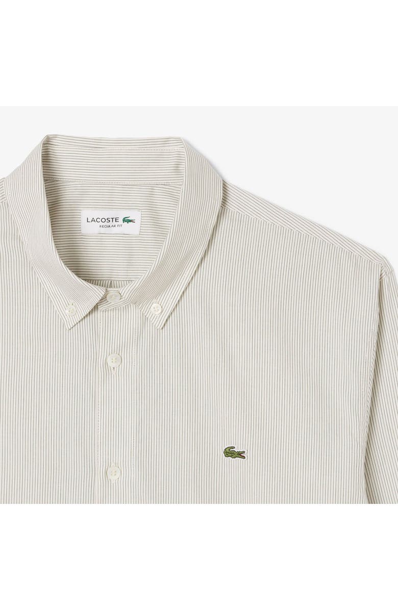 Lacoste Stripe Cotton Button-Down Shirt, Alternate, color, Lapland/ Sinople