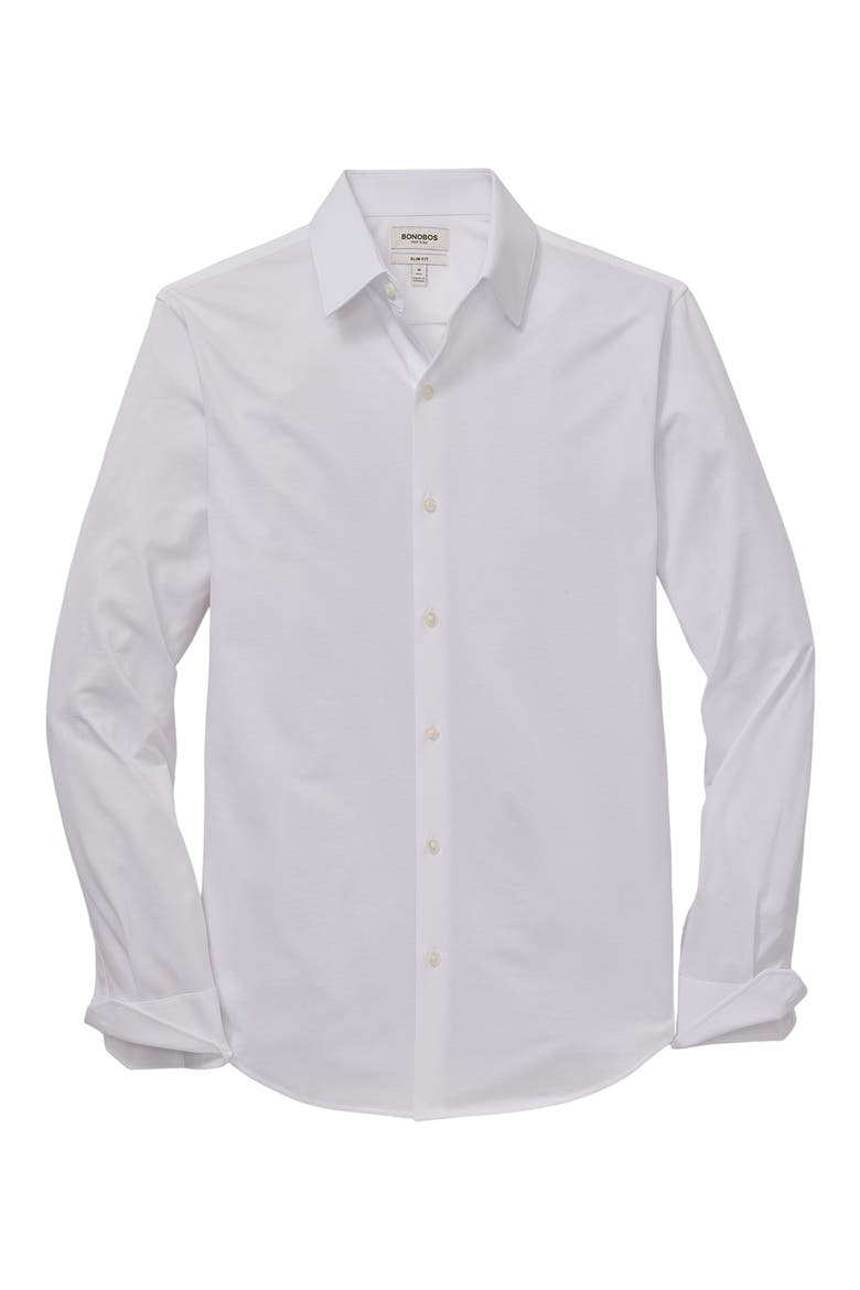 Tech Solid White Performance Cotton Blend Piqué Button-Up Shirt, Alternate, color, BIRDS EYE TEXTURE V2 C4