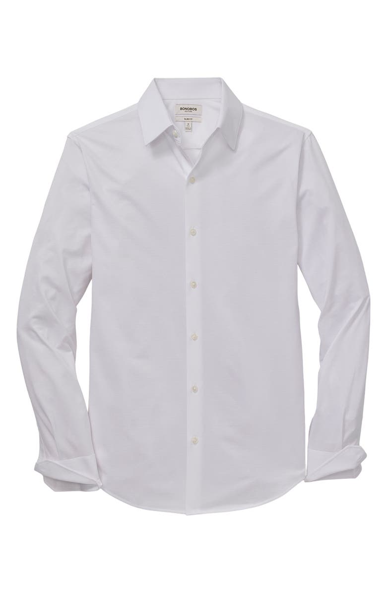 Bonobos Tech Solid White Performance Cotton Blend Piqué Button-Up Shirt, Alternate, color, Birds Eye Texture V2 C4