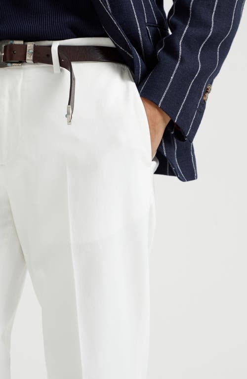Brunello Cucinelli Gabardine Garment Dyed Trousers In White