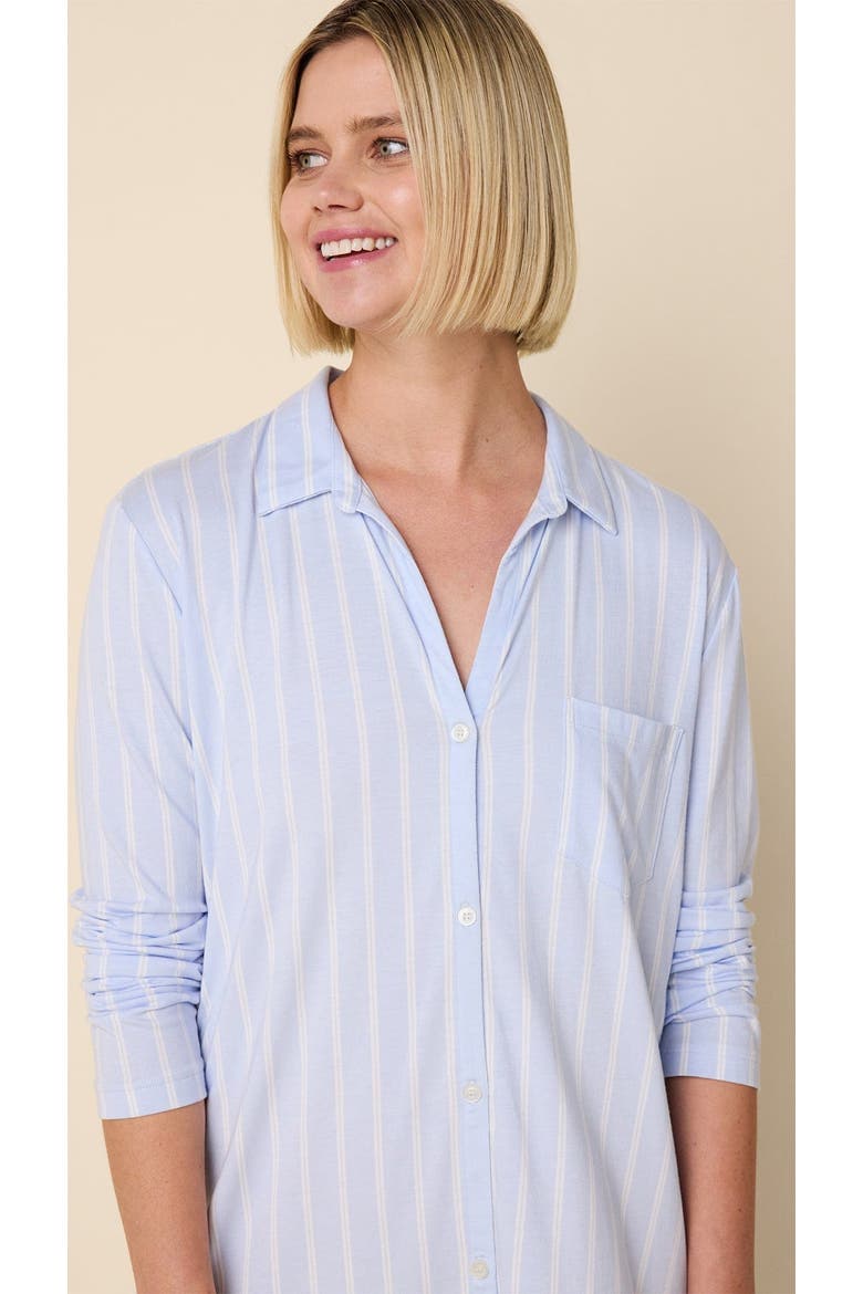 Pima Knit Night Shirt, Alternate, color, Heritage Stripe Blue