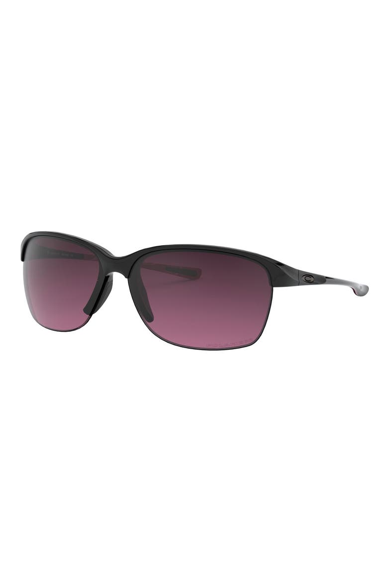 Unstoppable 65mm Gradient Polarized Oversize Rectangular Sunglasses, Alternate, color, BLACK/ SMOKEY/ ROSE GOLD P